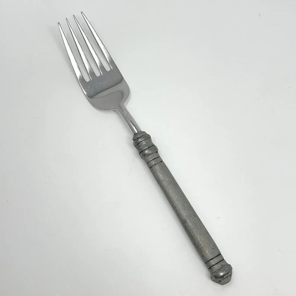 Pottery Barn 70% PEWTER Banded Handle & 18/8 Stainless Salad Fork 7 3/8”